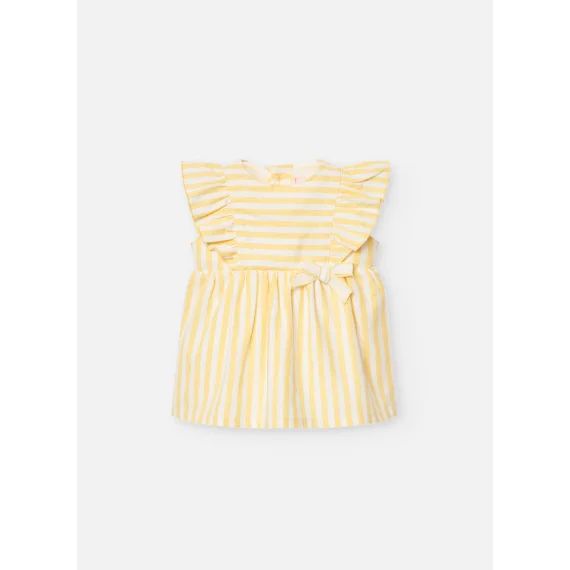 Robe Avec Imprimé Rayures Et Volants Jaune