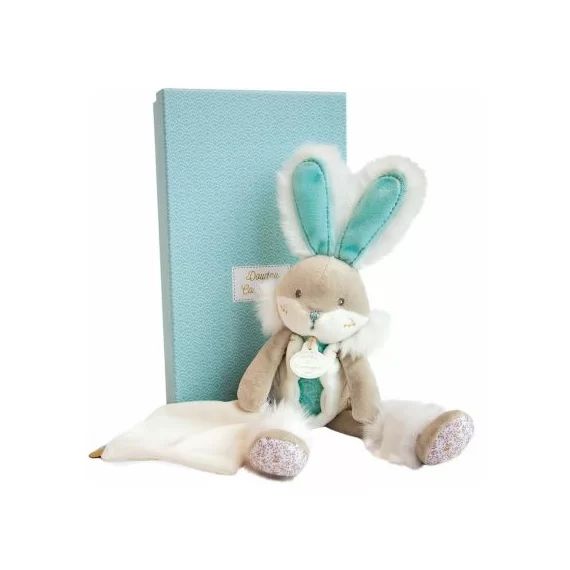 Coffret peluche avec doudou vert amande Lapin de sucre (31 cm)