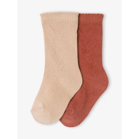 Lot de 2 paires de chaussettes hautes bébé fille bois