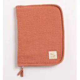 Protège Carnet De Santé En Double Gaze De Coton Rouge