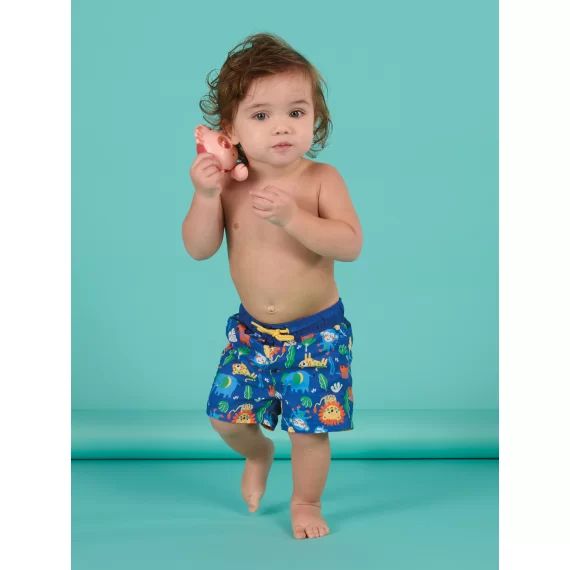 Short De Bain Bleu À Imprimé Animalier – Blanc cassé