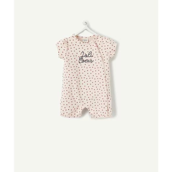 Le dors bien court rose imprimé coeur en coton biologique –  – Soldes