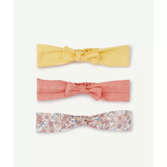 Lot de 3 bandeaux bébé fille unis jaune orange et imprimé –  – Soldes