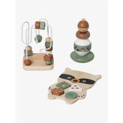 Coffret 3 jeux d&rsquo;éveil GREEN FOREST en bois FSC® multicolore