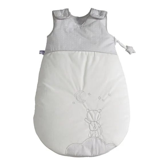 Gigoteuse Bébé Brodée En Coton Blanc/gris