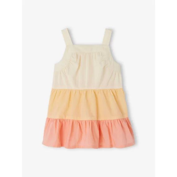 Robe à bretelles colorblock bébé pêche