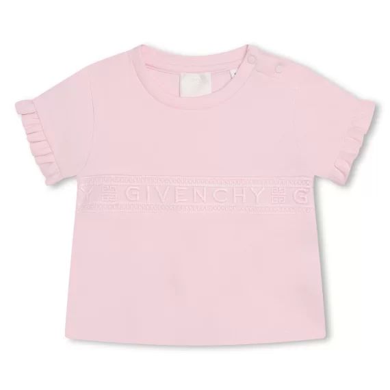 T-shirt volants et dentelle Fille Rose