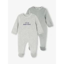 Lot de 2 dors-bien naissance en velours gris chiné