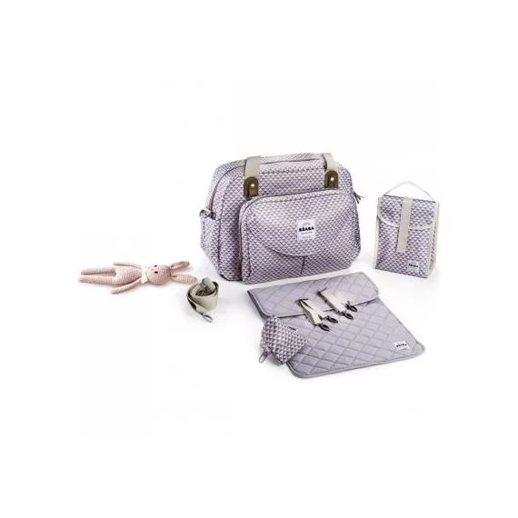 Sac à langer Genève II Play Print gris et corail