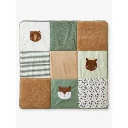 Tapis de sol patchwork matelassé GREEN FOREST écru / multicolore