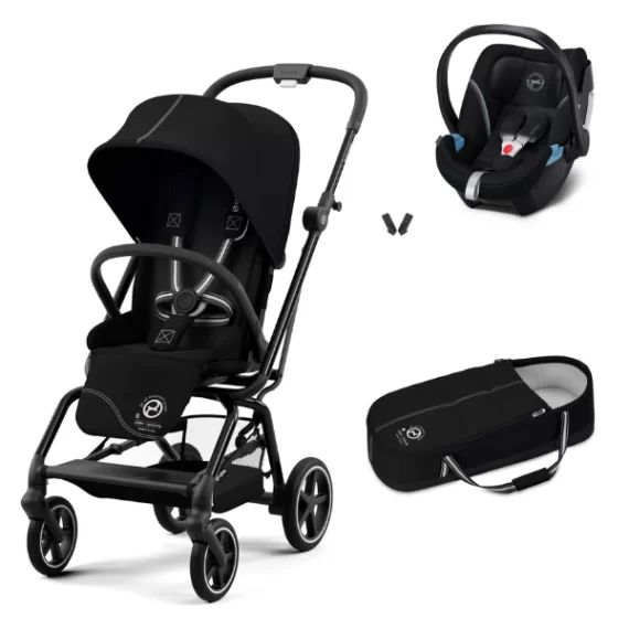 Poussette Cybex Eezy S Twist PLUS 2 – Châssis Black + Cocoon S – Moon Black + Coque Auto Aton 5 – Deep Black (2022)