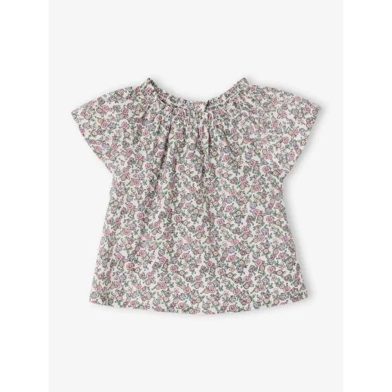 Blouse naissance imprimée petites fleurs écru