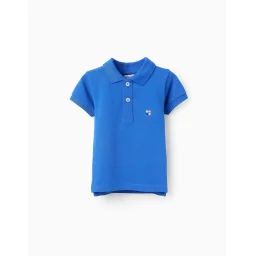 Polo En Coton Avec Broderies Bleu