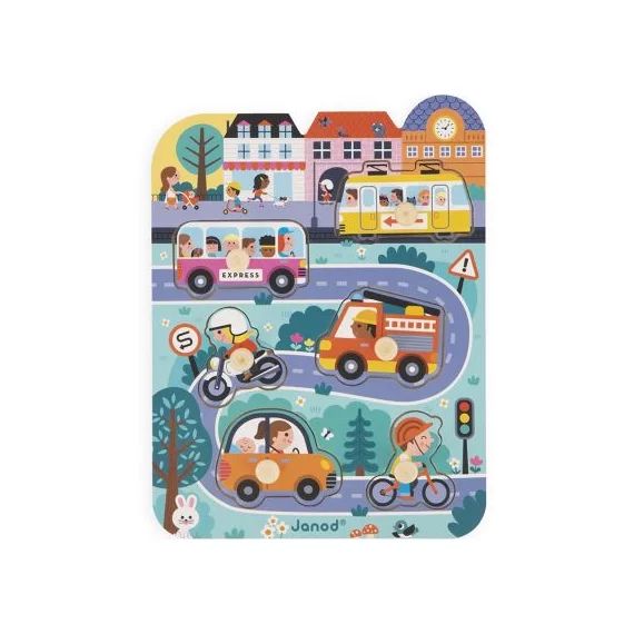 Puzzle à encastrement en bois Dans la ville (6 pièces)