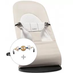Transat avec Arche de jeu – Beige/Gris / Coton/Jersey / Noir / Yeux espiègles Pastels