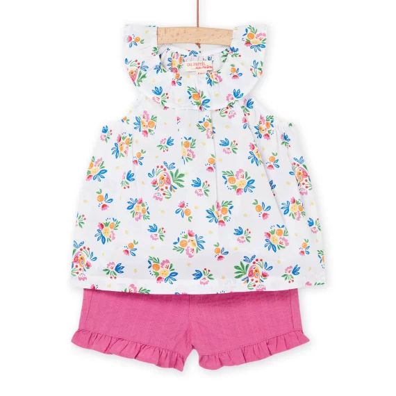 Débardeur Et Short Blanc À Imprimé Fleurs.