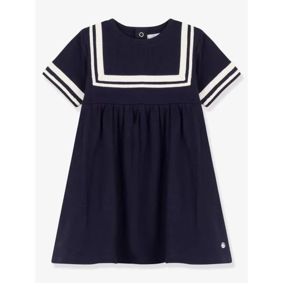 Robe manches courtes en coton bio PETIT BATEAU bleu