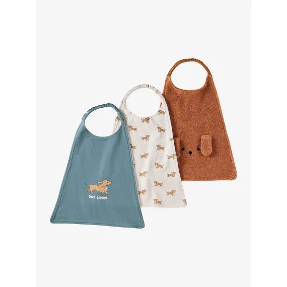 Lot 3 grands bavoirs essentiels moka
