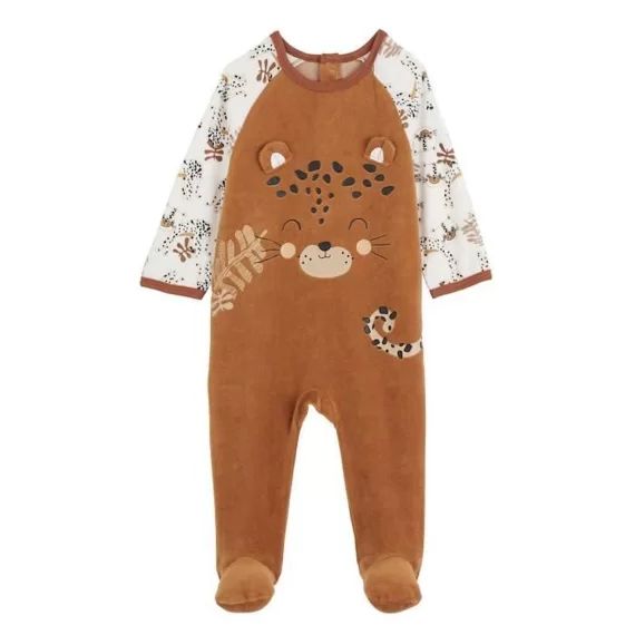 Pyjama bébé en velours Benghali marron
