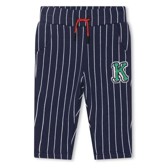 Pantalon en coton rayé Garçon Bleu