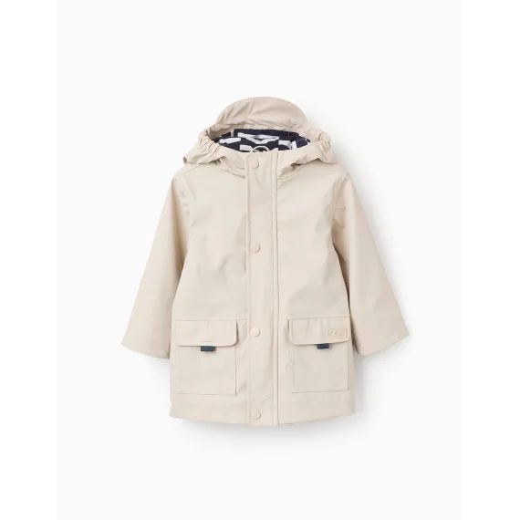 Parka En Caoutchouc Avec Doublure En Jersey Beige Clair