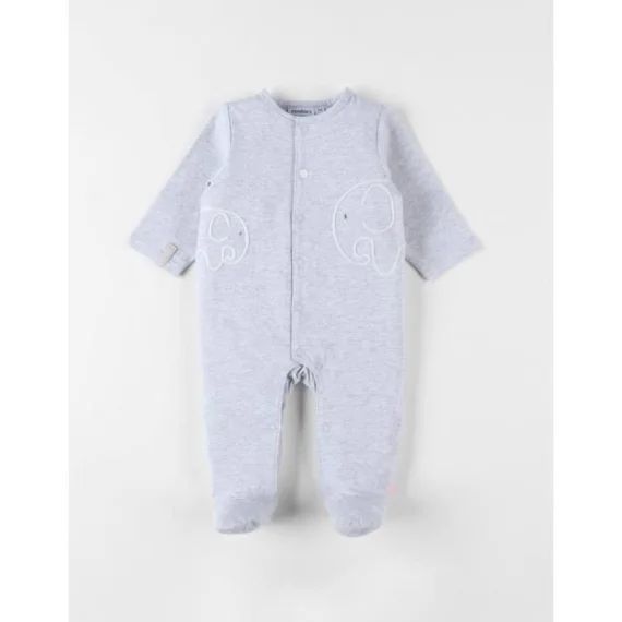 Pyjama Naissance 1 Pièce Éléphant En Jersey Chiné Gris