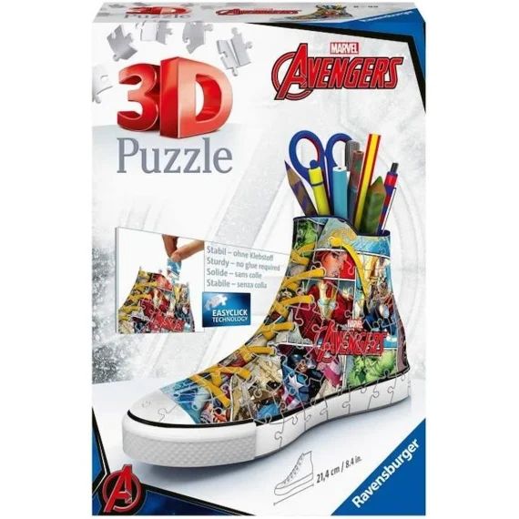 AVENGERS Puzzle 3D Sneaker – Ravensburger – Puzzle 3D enfant – sans colle – Pot à crayons 108 pièces – Dès 8 ans blanc