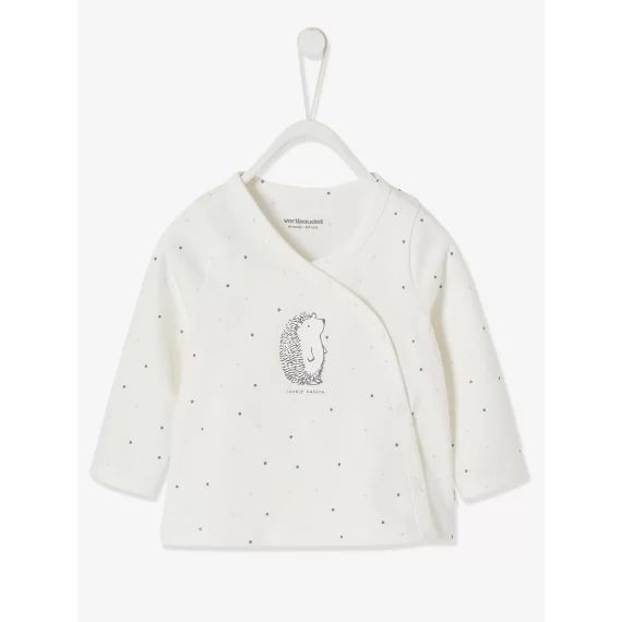 Brassière bébé naissance en coton bio ivoire imprimé
