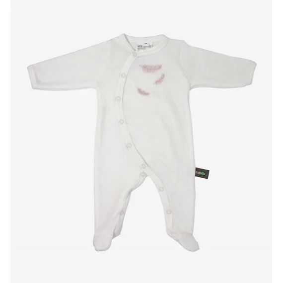 Pyjama Bébé En Coton Bio À Motifs Plumes Colorées Rose