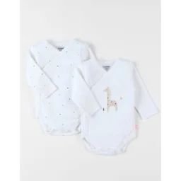 Ensemble De 2 Bodies En Coton Poudré Blanc Blanc