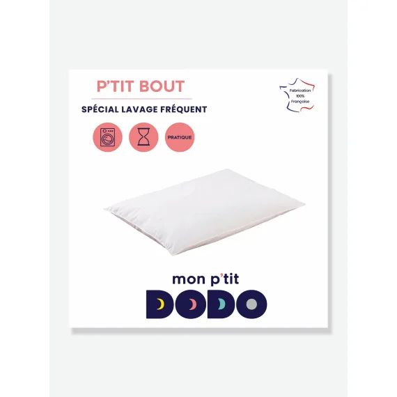 Oreiller P’tit Bout Multi lavages Mon P’tit DODO blanc