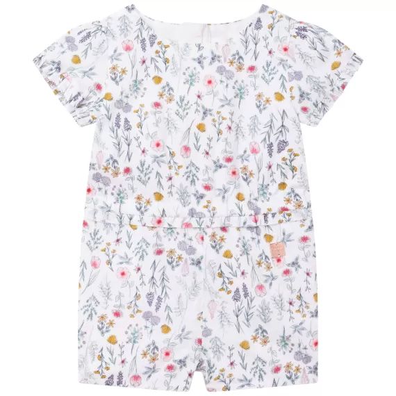 Combinaison short en coton Fille Blanc