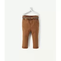 Pantalon chino camel en coton avec ceinture tressée bébé garçon –  – Soldes
