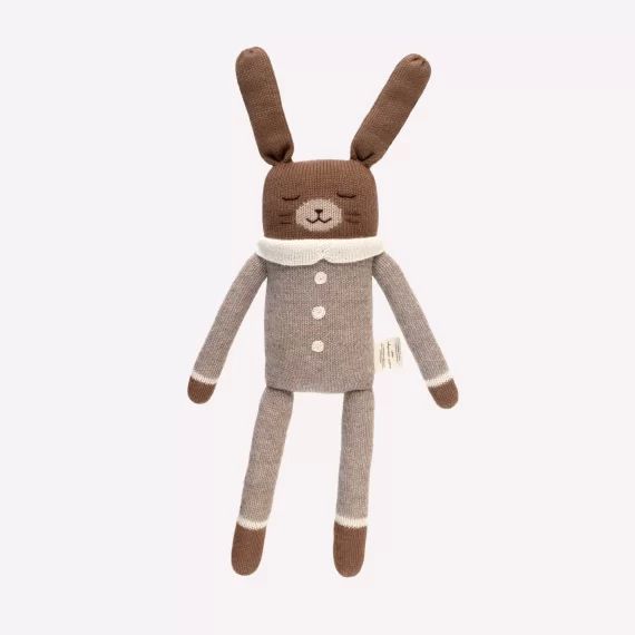 Grand doudou lapin pyjama avoine