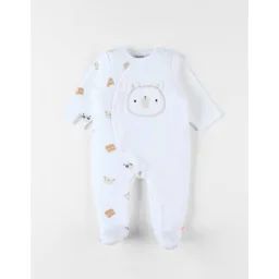 Pyjama 1 Pièce Ours En Velours Blanc