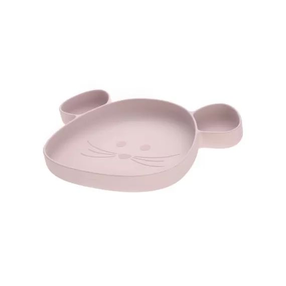 Assiette à compartiments en silicone souris rose Little Chums