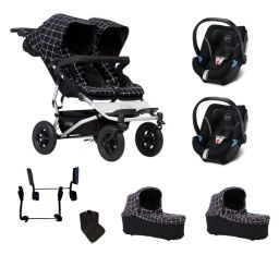 Poussette Double Mountain Buggy Duet V3.2 – Grid + 2 Nacelles Plus + 2 Coques Cybex Aton 5