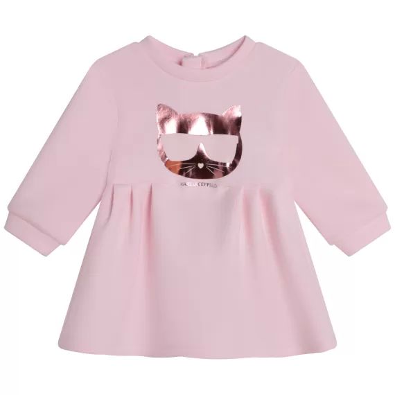 Robe zippée à manches longues Fille Rose