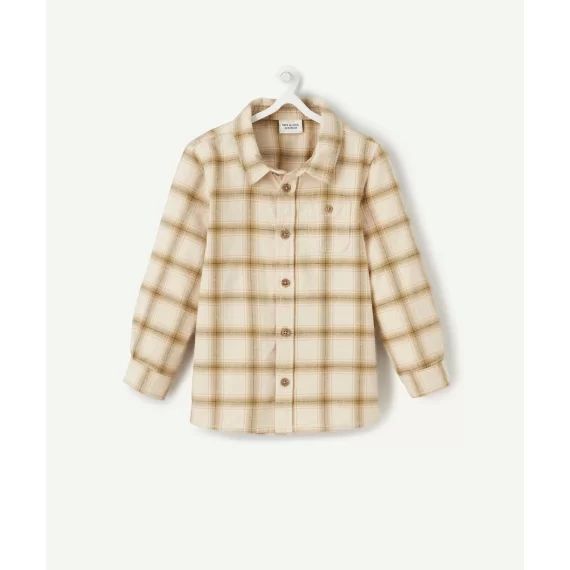 Chemise à carreaux bébé garçon écru et vert –  – Soldes