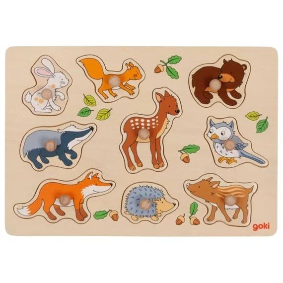 Puzzle À Boutons Animaux Des Bois 9 Éléments Multi-coloured