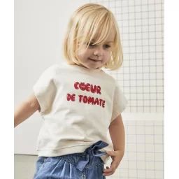 T-shirt bébé fille en coton bio avec message rouge tomate –  – Soldes