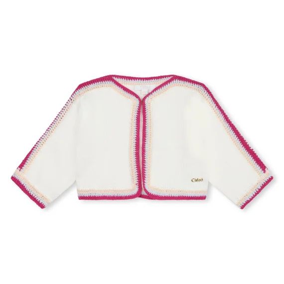 Cardigan avec détails crochet Fille Blanc