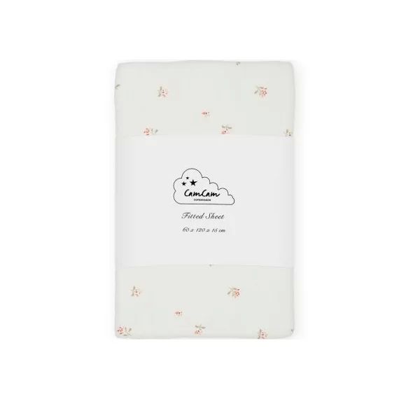 Drap housse en coton bio Poppies Coquelicot (60 x 120 cm)