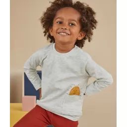 Le t-shirt évolutif manches longues écru chiné en coton pima –  – Soldes