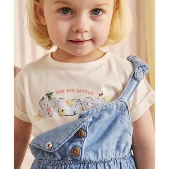 T-shirt bébé fille en coton biologique écru avec message –  – Soldes