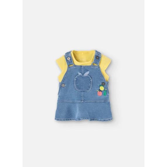 Ensemble T-shirt À Manches Courtes Et Robe Chasuble Jaune