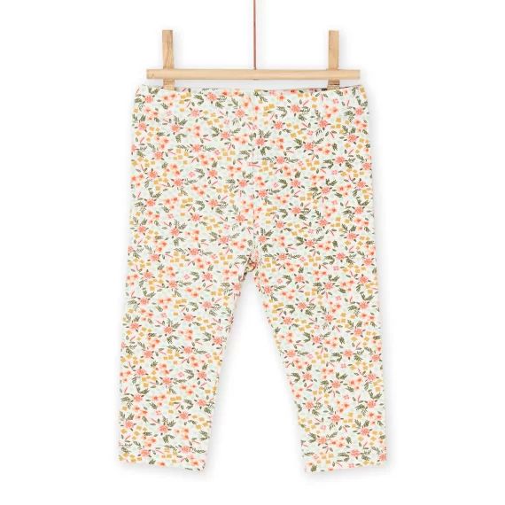 Legging Écru À Imprimé Fleuri
