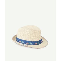 Le chapeau de paille avec bande imprimée dinosaures –  – Soldes