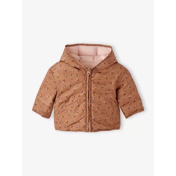 Doudoune bébé réversible rose grisé