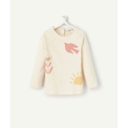 T-shirt bébé fille en coton biologique écru avec motifs –  – Soldes
